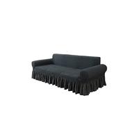 VKZ Copridivano Elasticizzato con Gonna, Tessuto Estensibile Antipiega, Protezione Divano, Morbido e Traspirante, Lavabile in Lavatrice, Antipolvere e Antigraffio, Colore grigio scuro,3posti