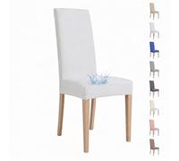 VKZ Coprisedia Impermeabile Elasticizzato per Sedia con Schienale Alto, Rivestimento Protettivo Antimacchia in Poliestere, Antiscivolo e Lavabile, per Sala da Pranzo-Bianco Set da 4 pezzi