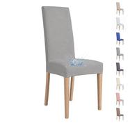 VKZ Coprisedia Impermeabile Elasticizzato per Sedia con Schienale Alto, Rivestimento Protettivo Antimacchia in Poliestere, Antiscivolo e Lavabile, per Sala da Pranzo-Grigio chiaro Set da 2 pezzi