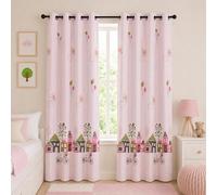 VKZ Set 2 Tende per Cameretta Bambini con Occhielli, Pannelli Tenda Filtranti per Camera da Letto Bambini e Finestra, Fantasia Case Bicicletta Nuvole e Palloncini