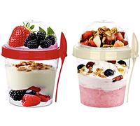VL Tazza e cucchiaio per yogurt da 500 ml, riutilizzabili, per colazione, con coperchio, cereali e snack, avena, lavabile in lavastoviglie, contenitore per il pranzo e la preparazione dei pasti da