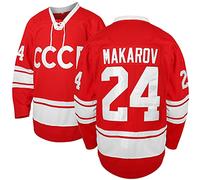 Vladislav Tretiak #20 Sergei Makarov #24 CCCP 1980 URSS CCCP Russo Hockey Jersey Rosso - rosso - L