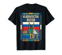 Vladivostok Bandiera Russia Ponte Stayed Art Viaggi Maglietta
