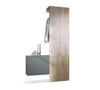 Vladon Carlton Hallway Set 2, Set per Il corridoio con 1 Pannello Appendiabiti, 1 cassettiera, Antracite Opaco/Quercia ribbeck (105 x 193 x 35 cm)