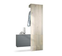 Vladon Carlton Hallway Set 2, Set per Il corridoio con 1 Pannello Appendiabiti, 1 cassettiera, Antracite Opaco/Quercia nordica (105 x 193 x 35 cm)