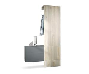 Vladon Carlton Hallway Set 2, Set per Il corridoio con 1 Pannello Appendiabiti, 1 cassettiera, Antracite Opaco/Quercia nordica (105 x 193 x 35 cm)