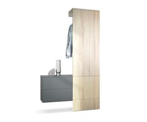 Vladon Carlton Hallway Set 2, Set per Il corridoio con 1 Pannello Appendiabiti, 1 cassettiera, Antracite Opaco/Quercia segato Grezzo (105 x 193 x 35 cm)