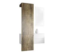 Vladon Carlton Hallway Set 2, Set per Il corridoio con 1 Pannello Appendiabiti, 1 cassettiera e 1 Specchio a Parete, Bianco Opaco/Quercia ribbeck (105 x 193 x 35 cm)