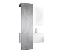 Vladon Carlton Hallway Set 2, Set per Il corridoio con 1 Pannello Appendiabiti, 1 cassettiera e 1 Specchio a Parete, Bianco Opaco/Ottica cermento ossido (105 x 193 x 35 cm)