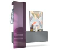 Vladon Carlton Hallway Set 4, Set di contenitori per corridoi con 1 Pannello Appendiabiti, 1 Mobile, Antracite Opaco/Violetto Porpora Lucido (156,5 x 193 x 35 cm)