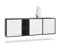 Vladon Cassettiera Cuba - nero opaco/bianco lucido - Credenza moderna per la zona giorno - (LxAxP) 182x53x35 cm