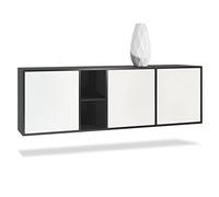 Vladon Cassettiera Cuba - nero opaco/bianco opaco - Credenza moderna per la zona giorno - (LxAxP) 182x53x35 cm
