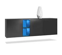 Vladon Cassettiera Cuba - nero opaco/nero opaco - Credenza moderna per la zona giorno - (LxAxP) 182x53x35 cm