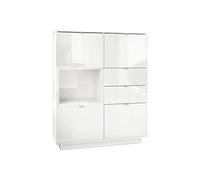 Vladon Credenza Metro, struttura in bianco lucido/frontale in bianco lucido con inserto in bianco lucido