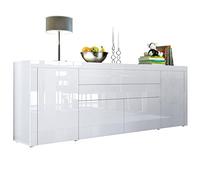 Vladon La Paz V2 Credenza, Mobile con 2 Ante, 2 Cassetti e 2 Ante a Ribalta, Bianco Lucido (200 x 72 x 35 cm)