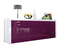 Vladon La Paz V2 Credenza, mobile con 2 ante, 2 cassetti e 2 ante a ribalta, bianco lucido/violetto porpora lucido/bianco lucido (200 x 72 x 35 cm)