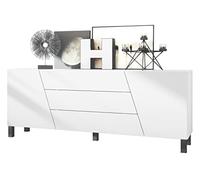 Vladon Madia Houston, credenza a 2 Ante e 3 cassetti, Mobile Bianco Opaco, Frontali Bianco Opaco (178 x 57,5 x 38,5 cm)