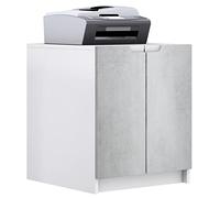 Vladon Mobiletto porta stampante Logan, armadietto schedario con 2 scomparti e 2 ante, cassa bianco opaco, frontali ottica cermento ossido, (51 x 60,5 x 54 cm)