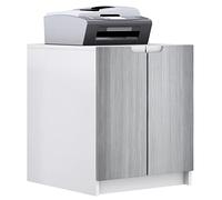 Vladon Mobiletto porta stampante Logan, armadietto schedario con 2 scomparti e 2 ante, cassa bianco opaco, frontali avola-antracite, (51 x 60,5 x 54 cm)