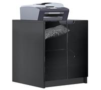 Vladon Mobiletto porta stampante Logan, armadietto schedario con 2 scomparti e 2 ante, cassa nero opaco, frontali nero lucido, (51 x 60,5 x 54 cm)