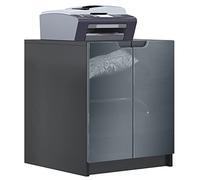 Vladon Mobiletto porta stampante Logan, armadietto schedario con 2 scomparti e 2 ante, cassa nero opaco, frontali grigio lucido, (51 x 60,5 x 54 cm)