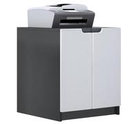 Vladon Mobiletto porta stampante Logan, armadietto schedario con 2 scomparti e 2 ante, cassa nero opaco, frontali bianco opaco, (51 x 60,5 x 54 cm)