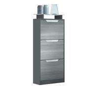 Vladon Scarpiera Space V2, Scarpiera per 12 paia di scarpe con 3 ribalte e ripiano in vetro, antracite opaco/avola-antracite (46 x 128 x 23 cm)