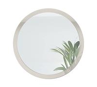 Vladon Specchio Globe 80 cm, Specchio da Parete Rotondo Decorativo per Corridoio e Soggiorno con Cornice in MDF in Grigio Sabbia Lucido