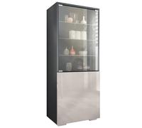 Vladon Vetrina Granada, Armadio Vetrina Made in Germany con Porta in Vetro e Inserto in Vetro, antracite opaco/grigio sabbia lucido (50 x 122,5 x 34,5 cm)