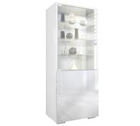 Vladon Vetrina Granada, Armadio Vetrina Made in Germany con Porta in Vetro e Inserto in Vetro, bianco opaco/bianco lucido (50 x 122,5 x 34,5 cm)