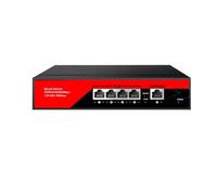 VLALAMNO Switch Gigabit Poe Switch Poe di Rete a 5 Porte da 1000 Mbps Hub Desktop LAN Ethernet (Color : Red)