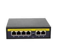 VLALAMNO Switch Poe 52V Switch Ethernet 100Mbps/1000Mbps Rete Ethernet 6/12 Porte 802.3 AF/at (Color : Black-6port)