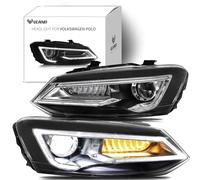VLAND Fari compatibili con Polo 6R 6C 2011-2017 luci anteriori a con indicatori di direzione sequenziali, lente a doppio raggio Kit di conversione lampadina D2H (non incluso) per fascio HI/LO.