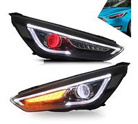 VLAND LED DRL Fari compatibili per Focus MK3 ST 2015-2018 Fari di ricambio stile modificato con indicatore dinamico, obiettivo a doppio raggio (Versione occhio di demone)