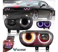 VLAND LED Fari Fanali Frontali Per Dodge Challenger 2008-2014 Cambia colore 2x