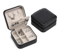 Vlando Mini Portagioie da Viaggio, Specchio, Organizzatore Gioielli, Nero, Per Orecchini, Anelli, Collane, Orologi, Idea Regalo per Donne, Uomini