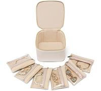 Vlando Piccolo organizer per gioielli, da viaggio con 6 tasche in velluto con cerniera, custodia per gioielli di alta qualità, regalo per donne e ragazze (bianco)