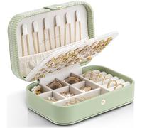 Vlando Portagioie da viaggio, custodia per gioielli con stile Portagioie piccolo Organizer per gioielli per orecchini, custodia da viaggio per gioielli, idea regalo per donne e ragazze, (verde)