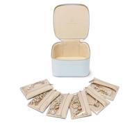 Vlando Portagioie da viaggio, moderno organizer per gioielli con 6 sacchetti per gioielli, piccolo organizer per gioielli per donne, ragazze, orecchini, collane, regalo per donne, blu chiaro