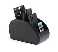 Vlando Supporto per telecomando con 5 tasche, grande supporto per TV, DVD, 4 K Stick e telecomando Bluray, per penne, telefono cellulare (Nero)