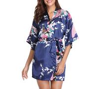 Vlazom Accappatoi e Vestaglie da Donna Elegante, Kimono Donna/Camicie da Notte per Donna,L,Blu scuro