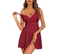 Vlazom Camicia da Notte Donna Scollo V Sottoveste Senza Maniche Spalline Regolabili Sottovesti