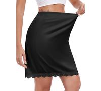 Vlazom Sottogonna da Donna in Raso Corta Sottoveste con Orlo in Pizzo Sottoveste con Elastico in Vita