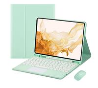 VLEAQC Custodia con Tastiera e Mouse per Samsung Galaxy Tab S9 Fe 10,9 Pollici/Tab S9 11 Pollici 2023, Tastiera trackpad Wireless Bluetooth Rimovibile, Guscio Leggera con portapenne,Verde