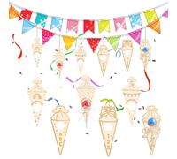 Vlecexs 12 Pezzi Sacchetti Scuola Fai da Te Gelato in Legno Gancio Regalo con Bambini 1 2 3 4 5 6 Anni Decorazione Natalizia Festa Compleanno Decorazione Sacchetti della Scuola Inizio della Scuola