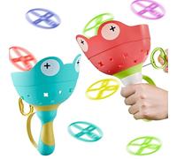 Vlecexs 2 Pezzi Gioco Cattura Manuale con Lanciatore di Piatti Volanti con 24 Giocattoli con Lanciatori Piatti Volanti all Aperto Giocattolo A Elica Bambini Oltre 3 Anni attività Giardino