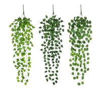 Vlecexs 3 Pezzi Piante Pendenti Artificiali, 105CM Pianta Artificiale Sospesa, Edera Artificiale Piante Finte, Piante Finte da Interno Cadenti per Matrimonio Giardino Balcone Deco