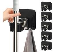 Vlecexs 6 Pezzi Porta Scope Parete, Portascope da Muro Adesivo Appendibile Acciaio Inossidabile Senza Perforazione, Portautensili per Pulizie per Cucina Bagno Giardino