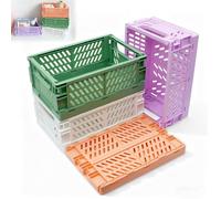 Vlecexs Cassette Plastica Pieghevoli, 4 Pezzi Cassetta Pieghevole, Cassetti Plastica Impilabili, Scatola Portaoggetti Pieghevole, Cestini Portaoggetti per Cucina, Bagno, Ufficio, Armoire, 25x16,5x10cm