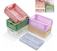 Vlecexs Cassette Plastica Pieghevoli, 6 Pezzi Mini Cassetta Pieghevole, Cassetti Plastica Impilabili, Scatola Portaoggetti Pieghevole, Cestini Portaoggetti per Cucina Bagno Ufficio Armoire 15x10x5,8cm